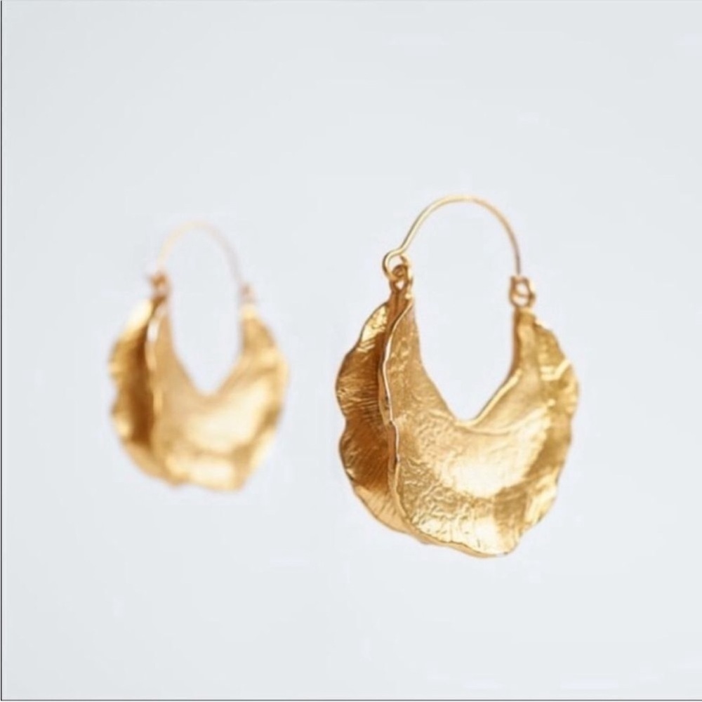 Zara Gold Crescent Hoop Earrings - Picture 8 of 13